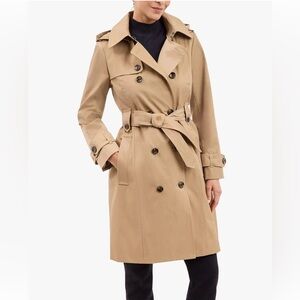 London Fog Tan Double-Breasted Trench Coat with Belt